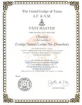 Form 57-B- Past Master Certificate The Grand Lodge of Texas A.F. & A.M. (Fill Out Information Below)