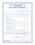 Form 44-A- Report of Committee on Petition of Reinstatement