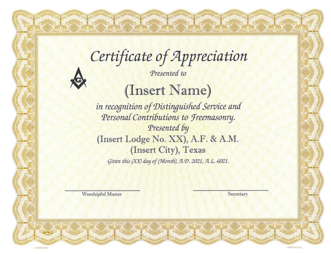 Certificate of Appreciation/ Certificate of Scholarship (Fill in Information Below)