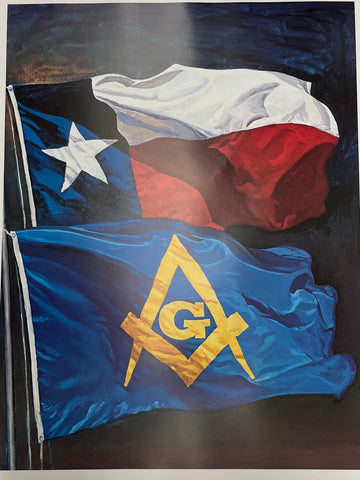 Texas and Masonic Flag Poster