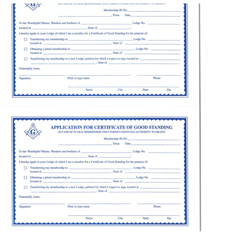 Form 37- Application for Certificate of Good Standing