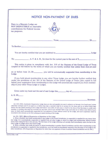 Form 49- Notice of Non-Payment of Dues