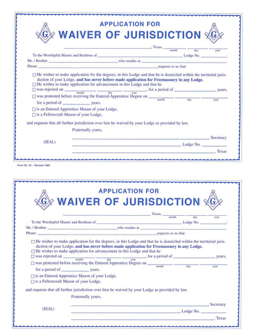 Form 42- Application for Waiver of Jurisdiction