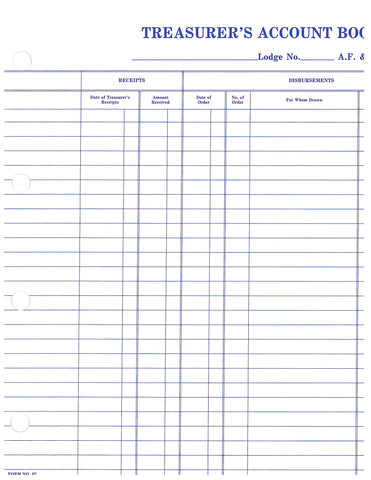 Form 62- Treasurer's Account Book (Loose Leaf)