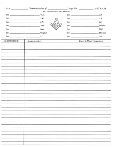 Form 250-A- Special Stock Minutes/ Called Meetings, Single Sheet for Typewriter