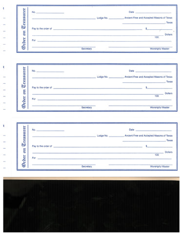 Form 121- Order on Treasurer Book