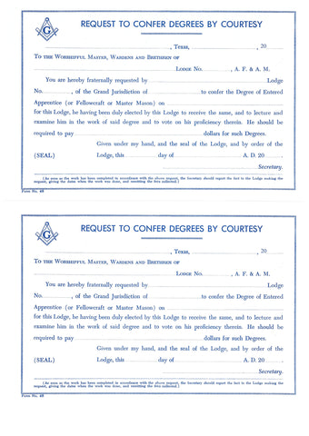 Form 46- Request to Confer Degrees by Courtsey