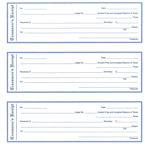 Form 122- Treasurer's Receipt Book